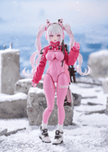 A figma of Alice from GODDESS OF VICTORY: NIKKE featuring multiple face plates and optional parts like a sniper rifle and poseable legs.