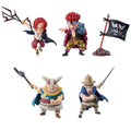 Four action figures on a white background