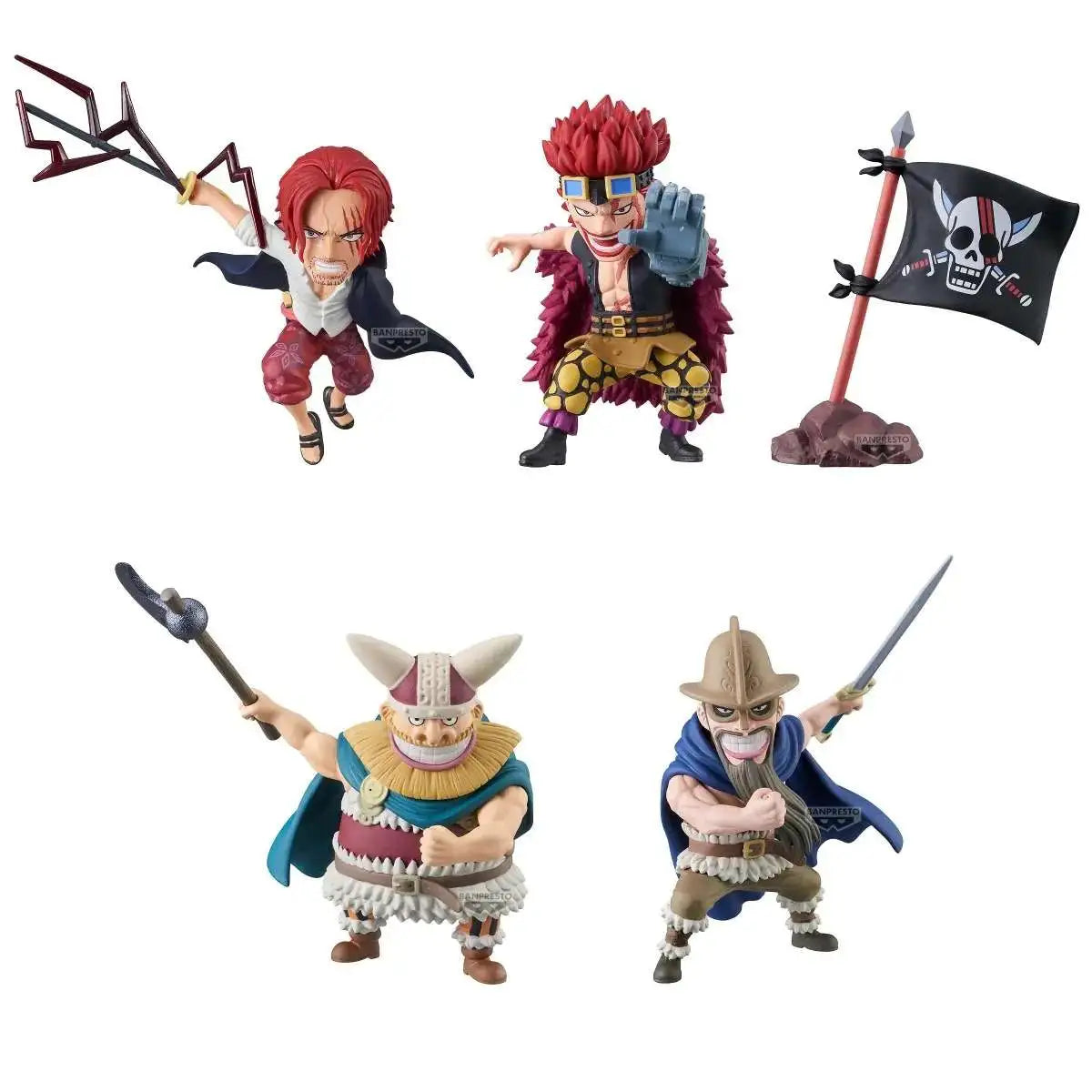 Four action figures on a white background