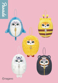 Five animal-themed keychains on a pink background with 'Parade' branding.