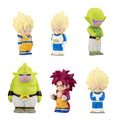 Set of six colorful figurines on a white background