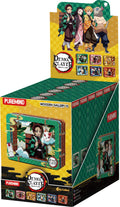 A display box of Puremind Wooden Gallery 6 Demon Slayer collectible cards, featuring Tanjiro Kamado and Nezuko Kamado artwork on the front and green patterned sides.