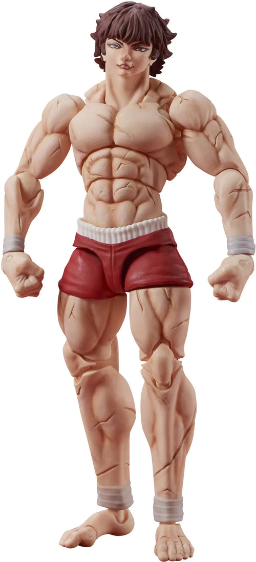 Muscular action figure with red shorts on a white background