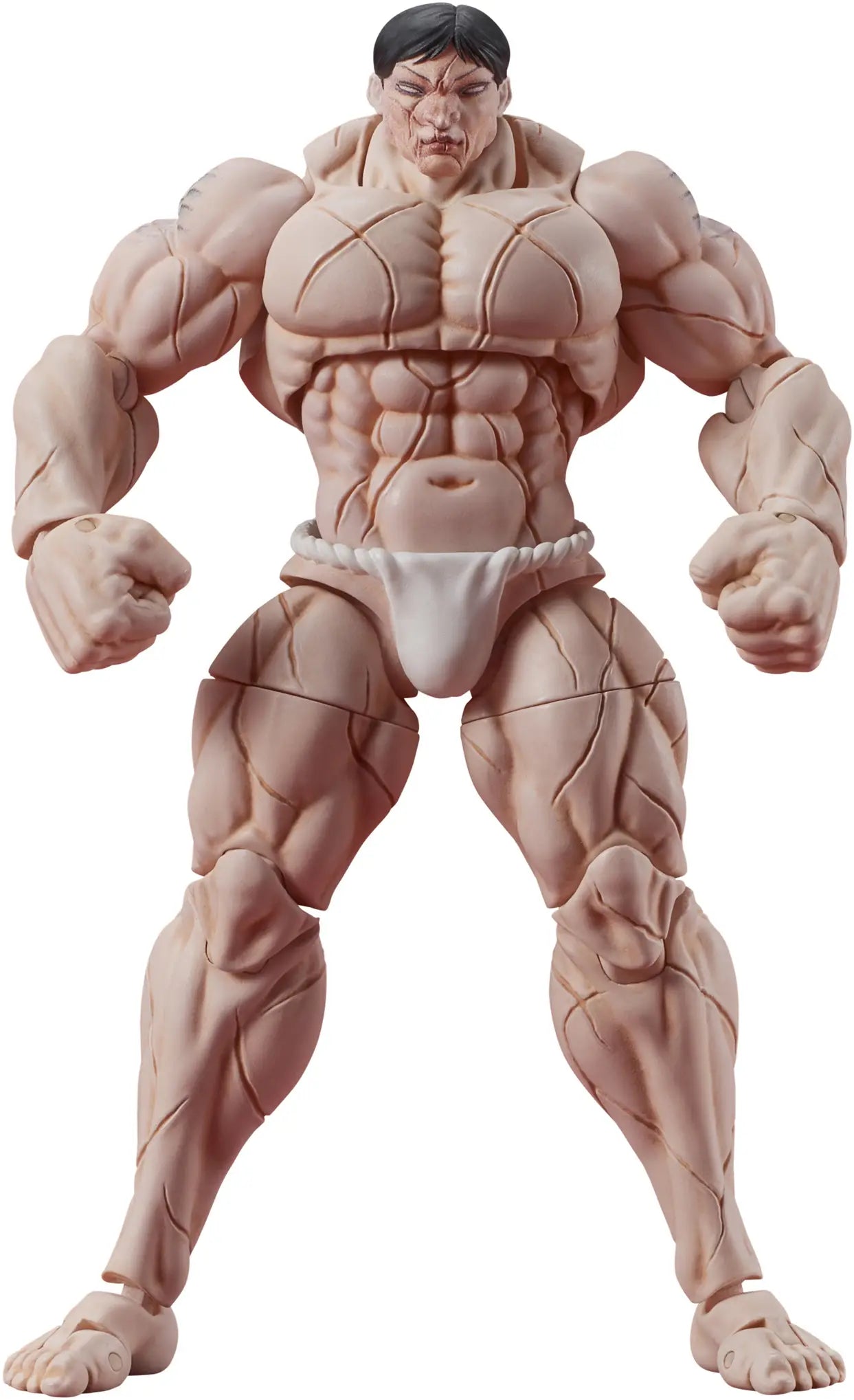 Muscular action figure on a white background