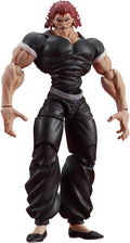 A collectible action figure of a muscular anime character with spiky red hair, wearing a black sleeveless top and black pants, shown against a plain white background.