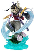 Animated character with a sword on a lotus flower with water effects