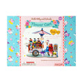 Flower cart puzzle packaging with Hello Kitty and Friends design on a blue background