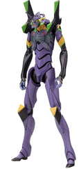 A purple and black mecha action figure with green and yellow accents, standing on a plain white background.
