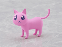 A figma of OMGkawaiiAngel from NEEDY STREAMER OVERLOAD, featuring multiple face plates and optional parts for various poses, including a :( Cat accessory.