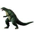 Green dinosaur-like creature model on a white background