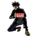 Action figure in black outfit with 'Banpresto' branding on a white background