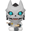A Funko Pop! vinyl figure of a skull-faced character in a white hazmat suit holding a spatula and a small container, on a plain white background.