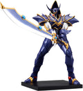 Detailed figurine of a warrior in blue and gold armor with a sword on a white background