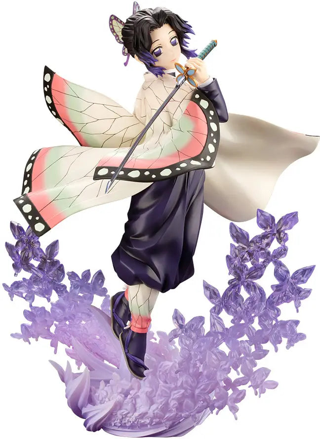 Anime character with a sword and colorful wings on a white background