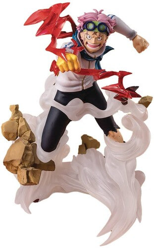 Action figure of a character from an animated series with red hair and goggles, standing on rocks.