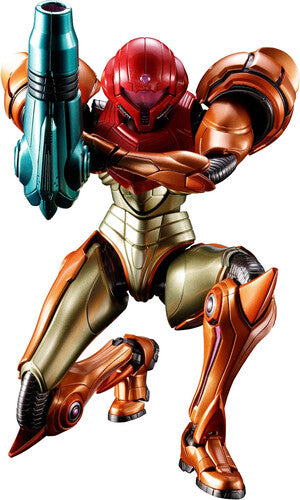 Colorful robot figure with red, brown, and gold colors on a white background