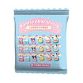A light blue candy-style packet with scalloped edges, featuring Sanrio characters printed on the front. The packet includes a pink banner reading 'Sanrio characters' and a grid of small character illustrations in pink, purple, yellow, beige, and white, with Chinese text near the bottom.