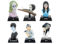 Six horror-themed bust figurines displayed on black stands against a white background, each with a different stylized character and Japanese label beneath it.