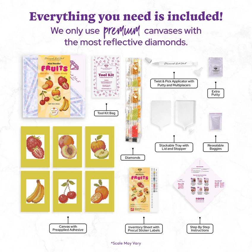 Diamond Art Club Mini Dazzles Fruits Diamond Painting Kit