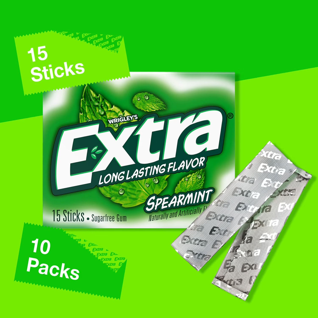 Extra Spearmint Sugar Free Chewing Gum 15 pcs
