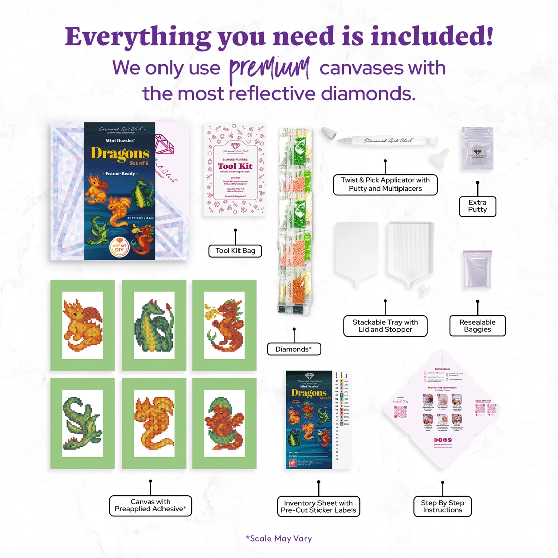 Mini Dazzles Dragons Diamond Art Kit