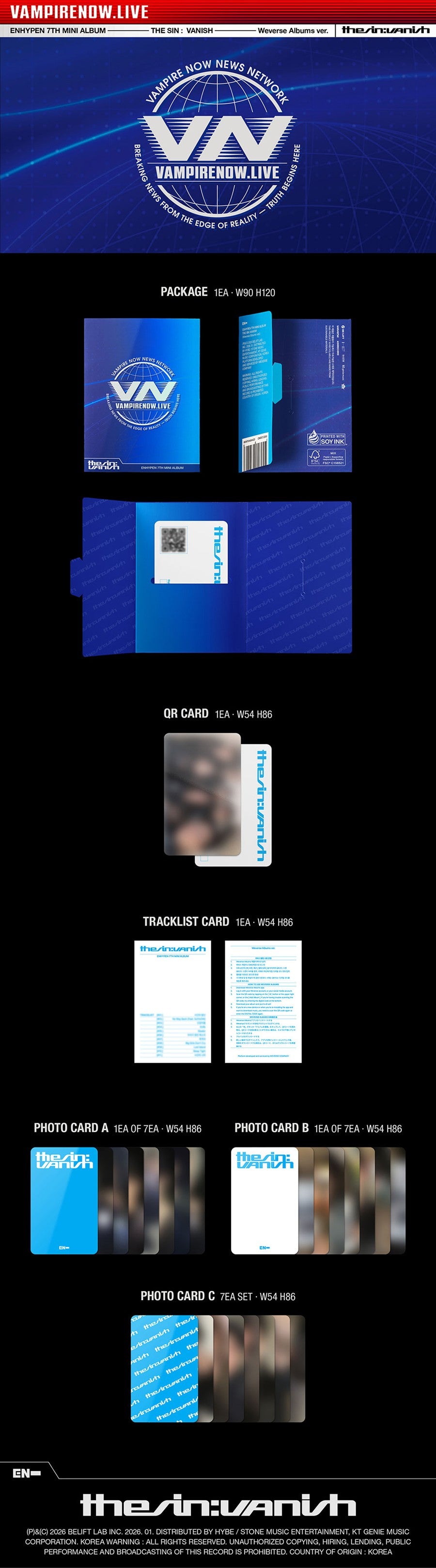 Enhypen [The Sin : Vanish] 7th Mini Album [Weverse Albums Ver.]