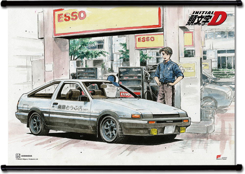 Initial D [Manga] Takumi Fujiwara & AE86 #C Wall Scroll