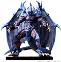 Detailed figurine of a fantasy creature with blue and brown armor on a white background