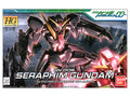 Bandai HG Gundam  Seraphim Gundam 1/144 scale model kit box art, featuring the mecha in a snowy forest with a pink glow, with the Bandai logo in the bottom right corner.