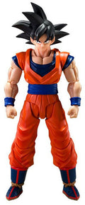 Action figure in orange and blue outfit on a white background