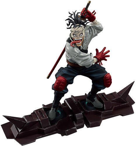 Action figure of a character with a dynamic pose on a white background