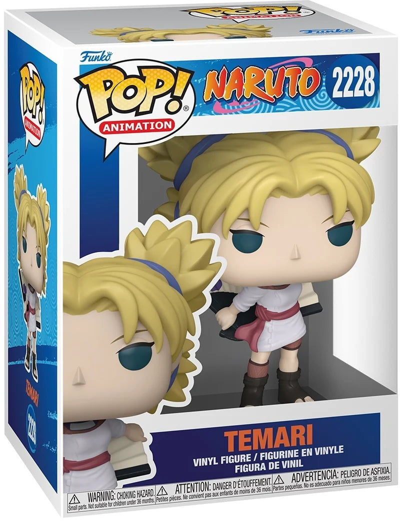 Funko Pop! Animation Naruto Temari vinyl figure number 2228 in its original retail packaging, featuring a blonde character with blue eyes and a blue headband.