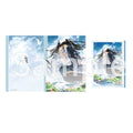 Illustration of two characters embracing with a scenic background, featuring the brand 'Sample'.
