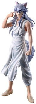 A collectible anime figurine of a female character with long lavender-blue hair and wolf-like ears, wearing a white sleeveless wrap dress and beige shoes, posed against a plain white background.